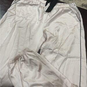 Victoria's Secret Cream Pajama Pants with Black Accent